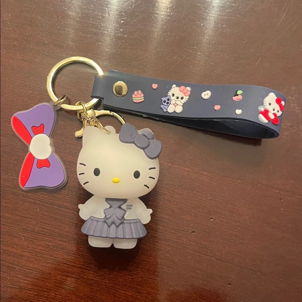Hello Kitty Keychain with Navy Accents new